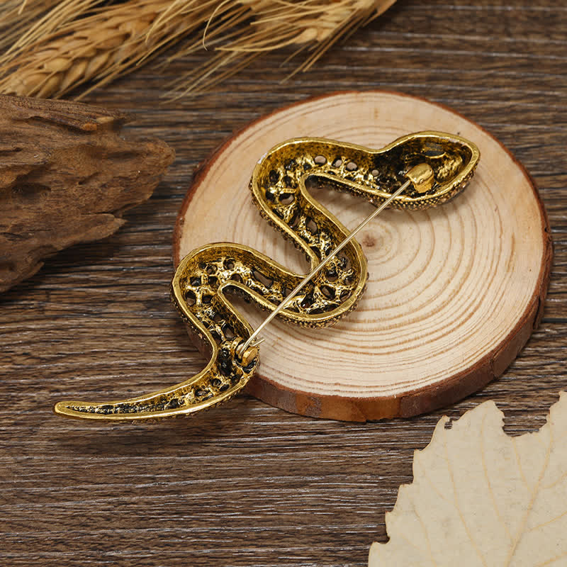 Spilla con strass di cristallo scintillante a forma di serpente selvaggio