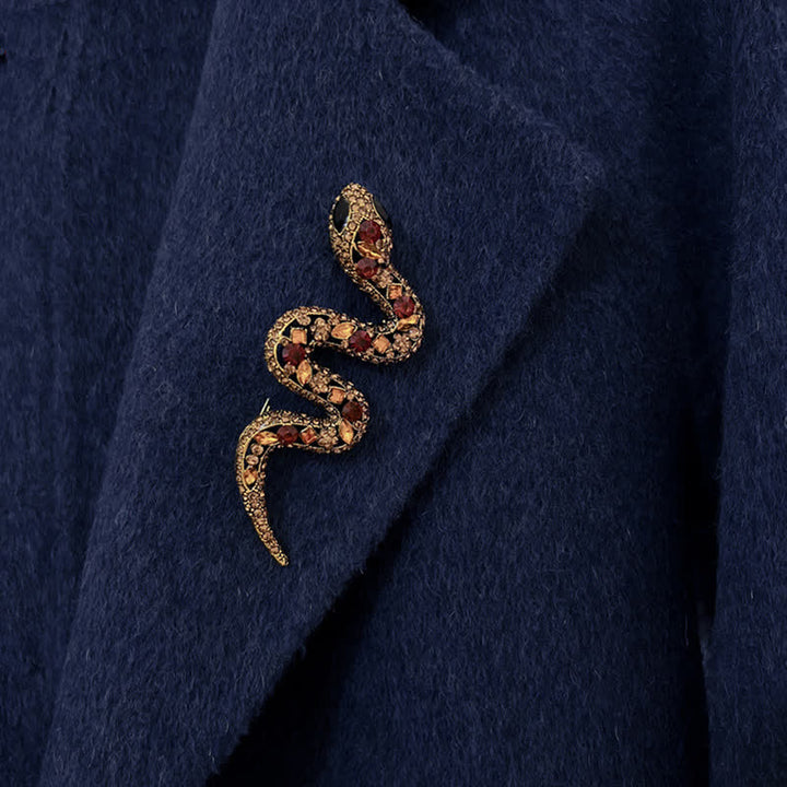 Spilla con strass di cristallo scintillante a forma di serpente selvaggio