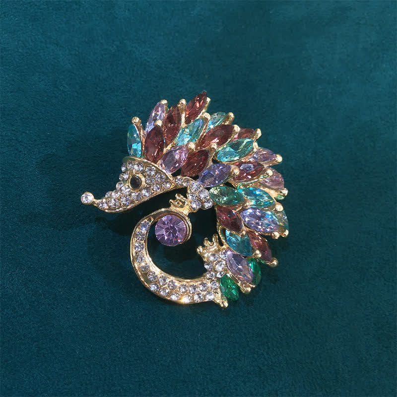 Spilla a forma di riccio con strass multicolor
