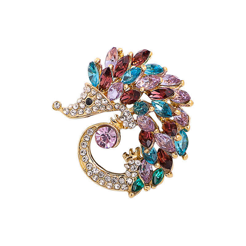 Spilla a forma di riccio con strass multicolor