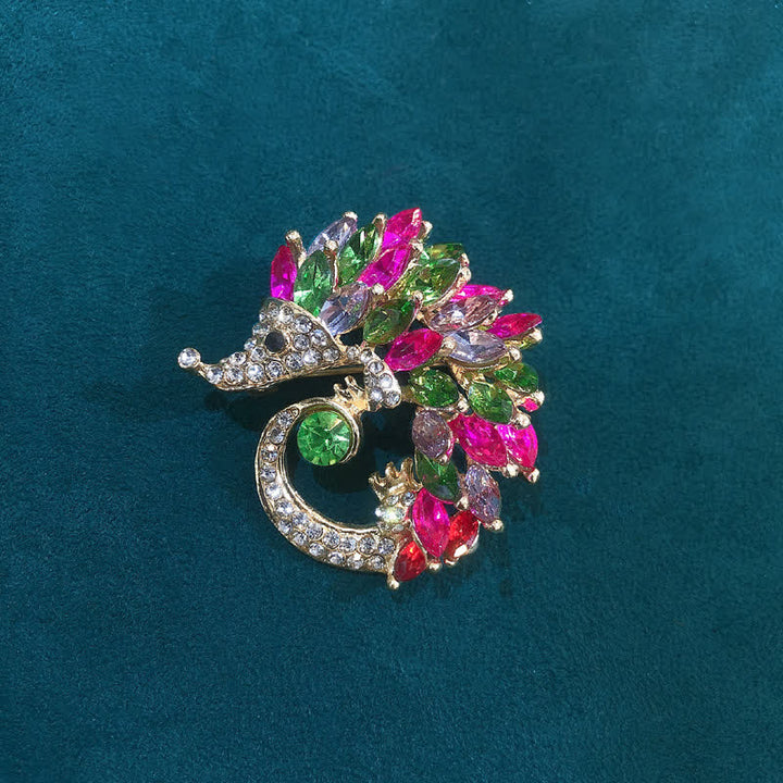 Spilla a forma di riccio con strass multicolor