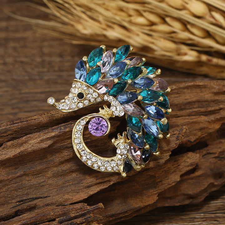 Spilla a forma di riccio con strass multicolor