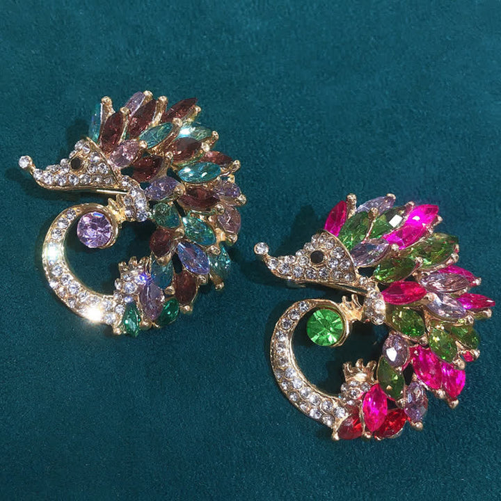 Spilla a forma di riccio con strass multicolor