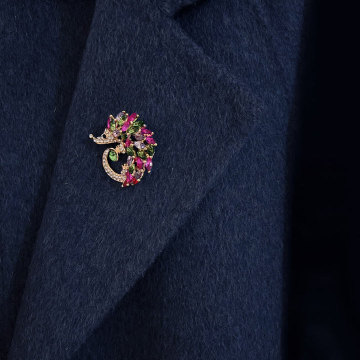 Spilla a forma di riccio con strass multicolor