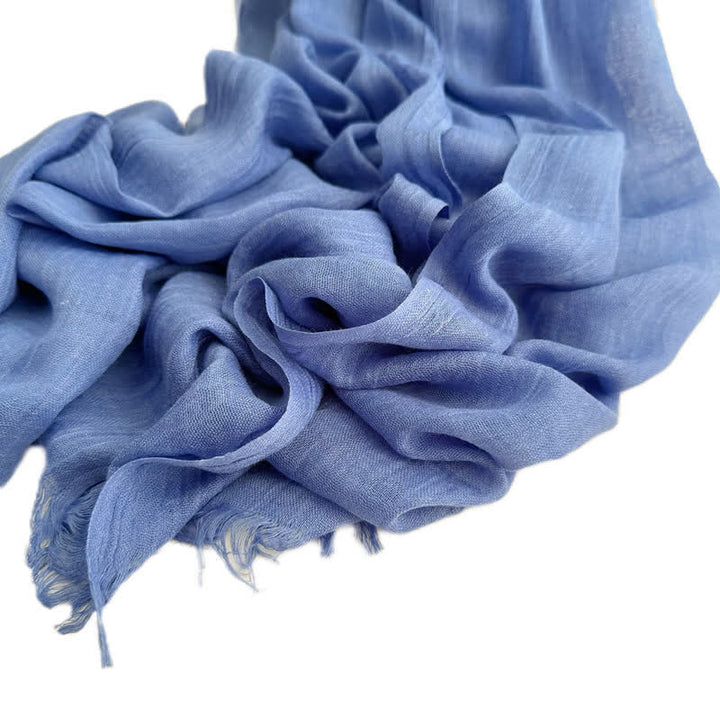 Sciarpa sottile in cotone e lino tinta unita in voile estivo - #31 Fiordaliso Blu - image 40