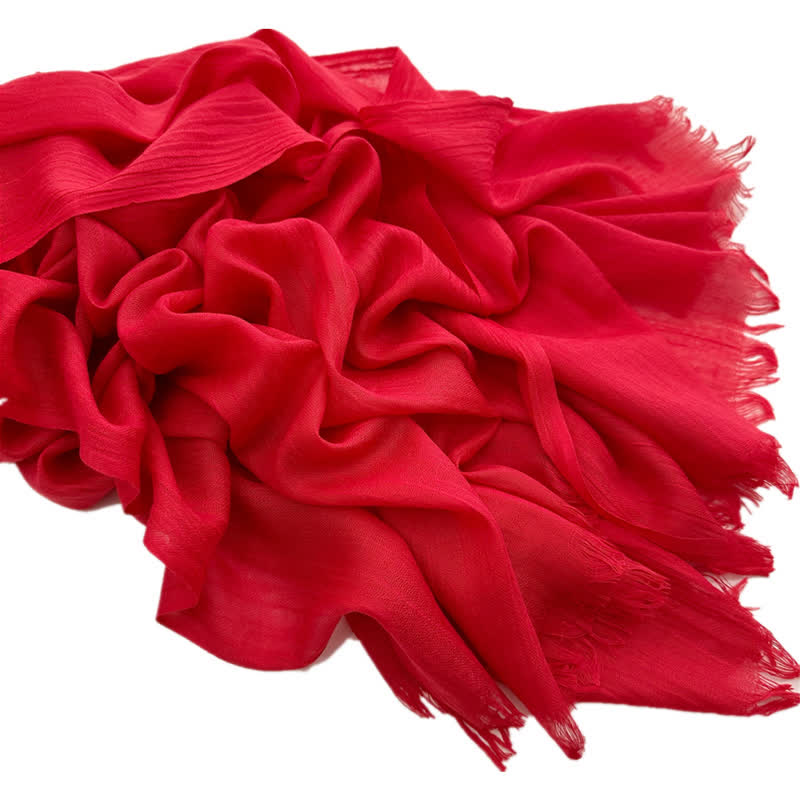 Sciarpa sottile in cotone e lino tinta unita in voile estivo - #35 Rosso - image 44