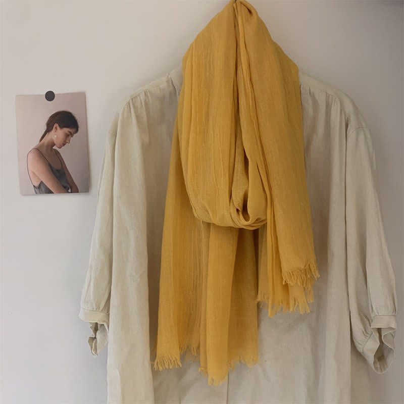 Sciarpa sottile in cotone e lino tinta unita in voile estivo - image 32