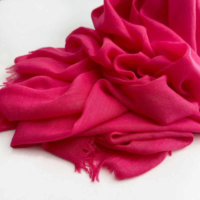 Sciarpa sottile in cotone e lino tinta unita in voile estivo - #11 Rosa scuro - image 12