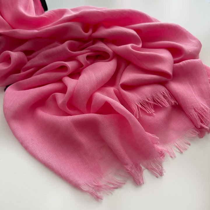 Sciarpa sottile in cotone e lino tinta unita in voile estivo - #18 Rosa - image 21