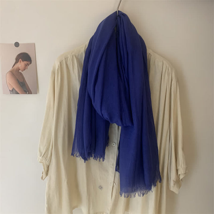 Sciarpa sottile in cotone e lino tinta unita in voile estivo - image 16