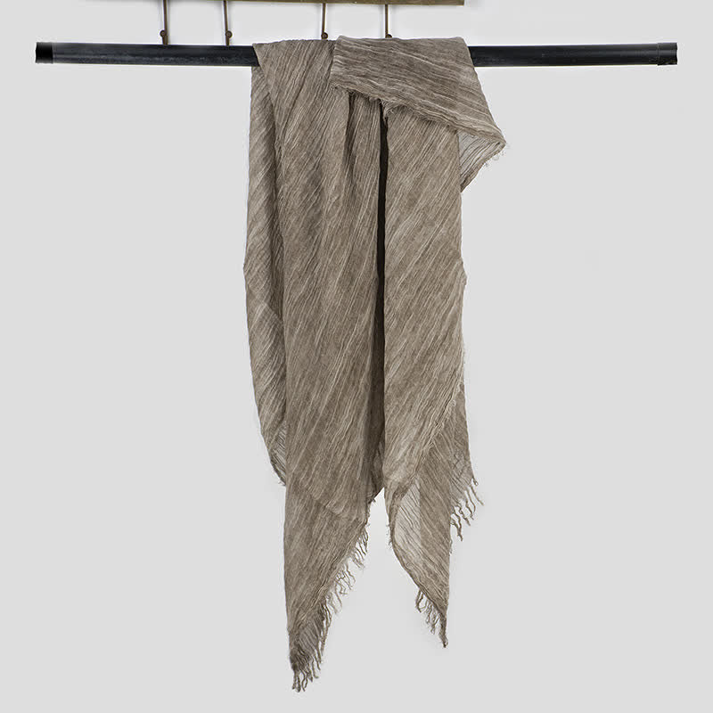 Sciarpa sottile in lino e cotone leggero con design antirughe - Cachi scuro - image 2