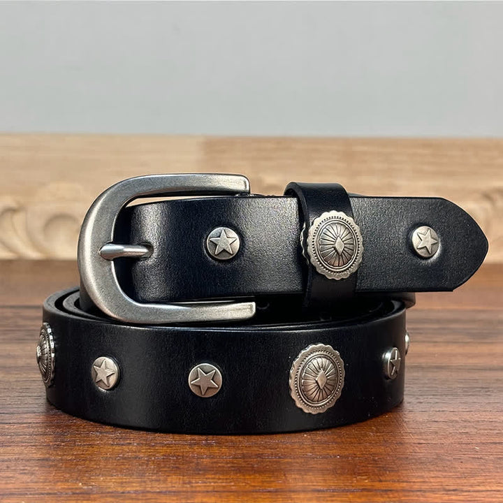 Cintura in pelle con borchie punk rock heavy metal Rvet - Nero - 36 - image 0