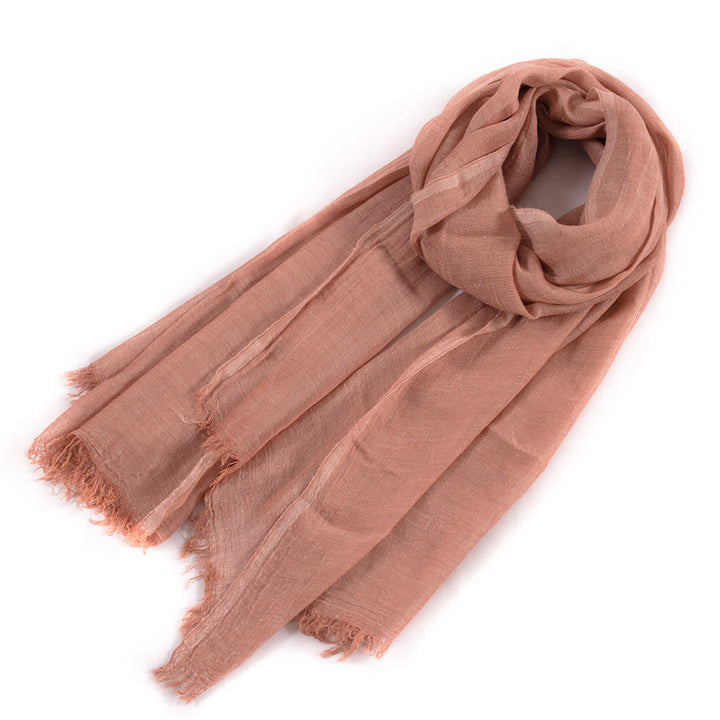 Sciarpa estiva leggera plissettata vintage tinta unita - Rosa polveroso - image 18