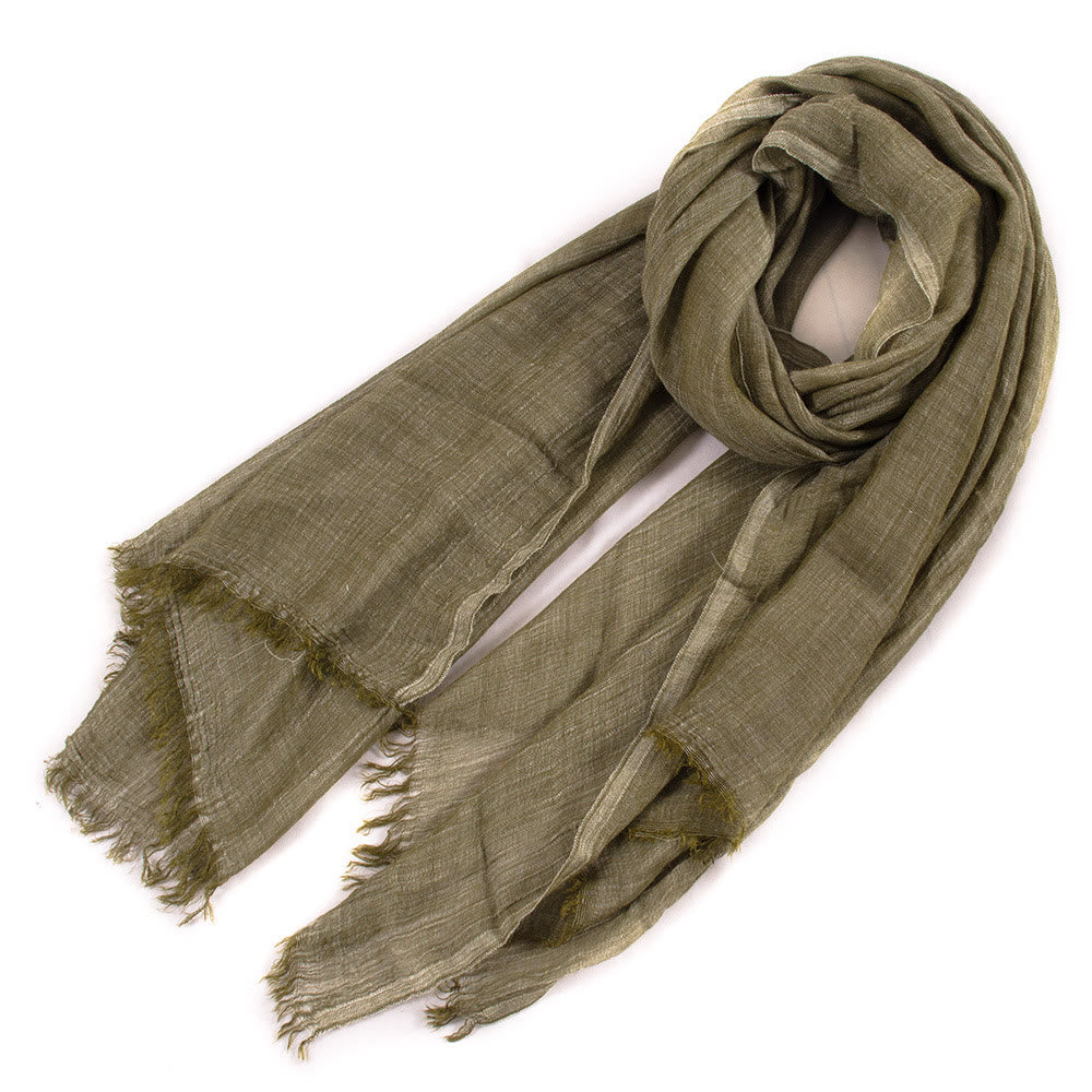 Sciarpa estiva leggera plissettata vintage tinta unita - Verde militare - image 1