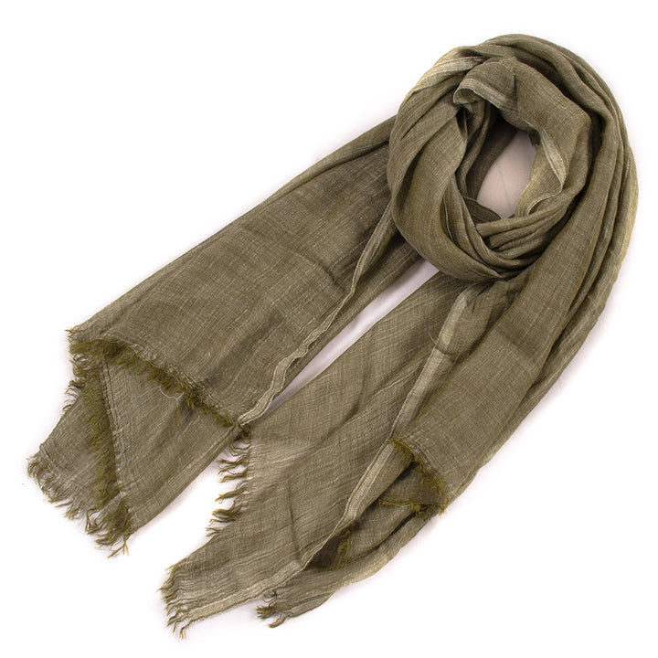 Sciarpa estiva leggera plissettata vintage tinta unita - Verde militare - image 1