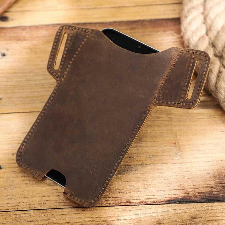 Borsa versatile in pelle con fondina per telefono cellulare e cintura da appendere