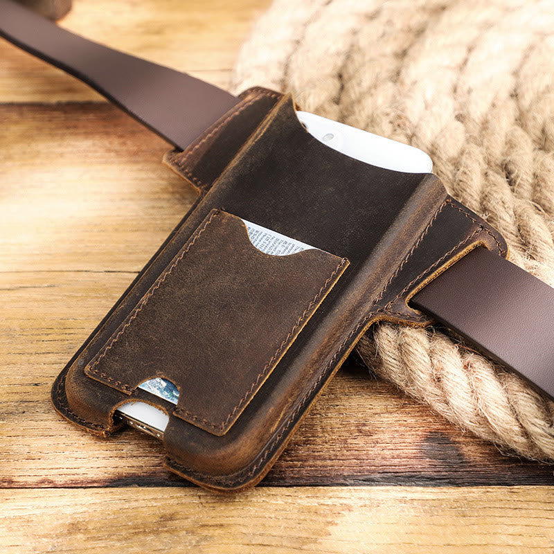 Borsa versatile in pelle con fondina per telefono cellulare e cintura da appendere