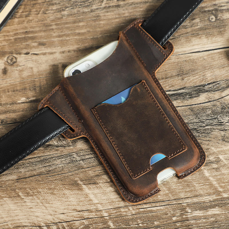 Borsa versatile in pelle con fondina per telefono cellulare e cintura da appendere