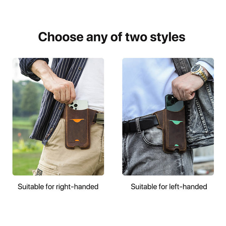 Borsa versatile in pelle con fondina per telefono cellulare e cintura da appendere