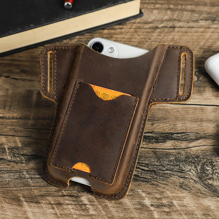 Borsa versatile in pelle con fondina per telefono cellulare e cintura da appendere