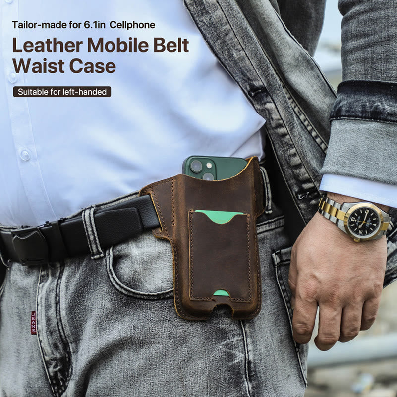 Borsa versatile in pelle con fondina per telefono cellulare e cintura da appendere