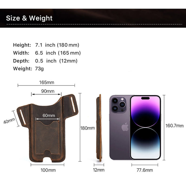 Borsa versatile in pelle con fondina per telefono cellulare e cintura da appendere
