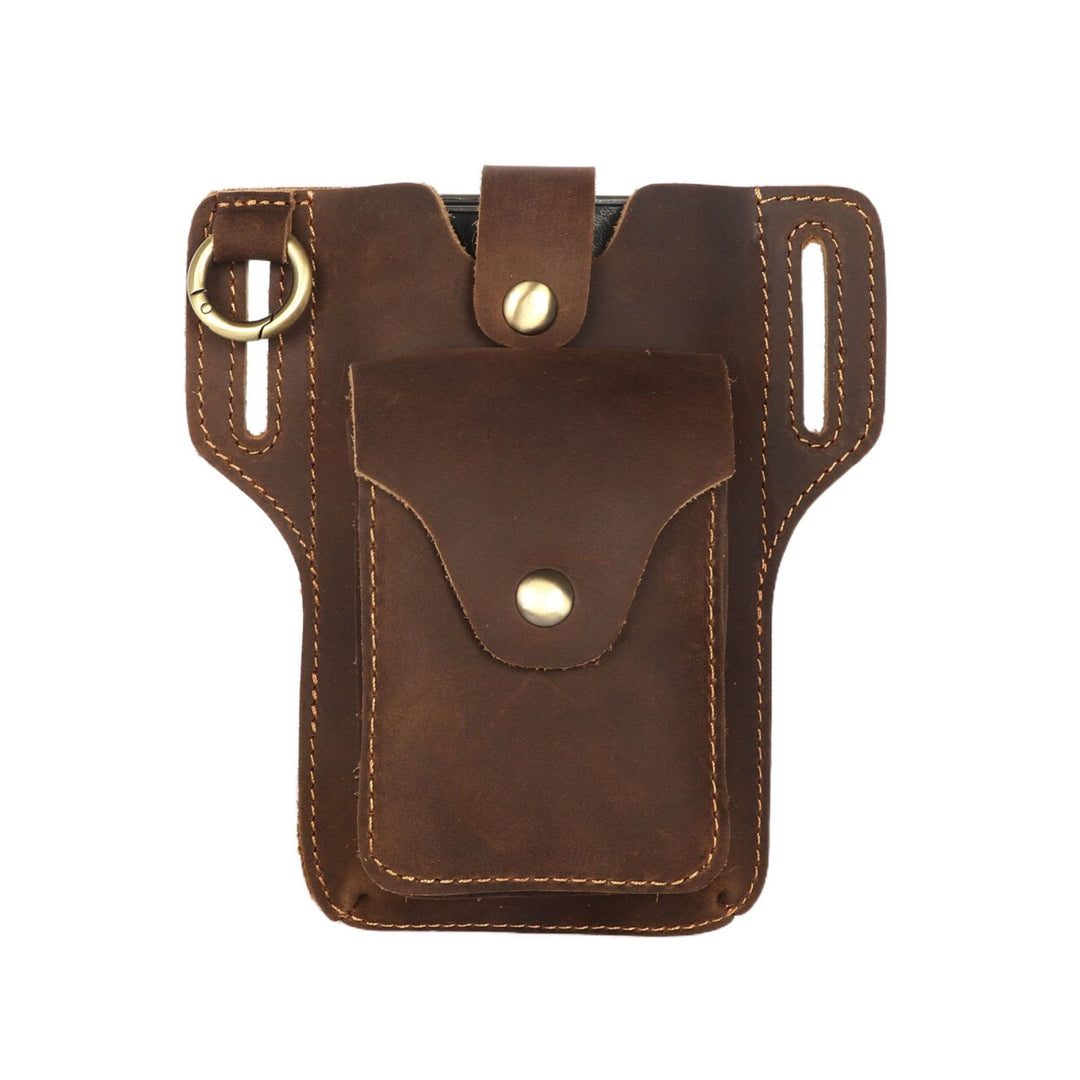 Porta cellulare vintage in pelle con cintura da appendere e portachiavi