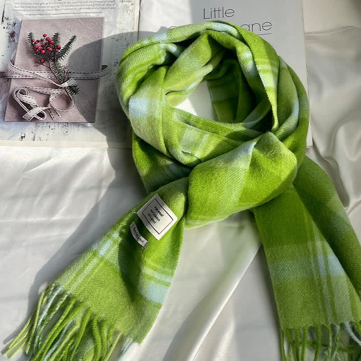 Sciarpa unisex vintage in cashmere a quadri abbinati