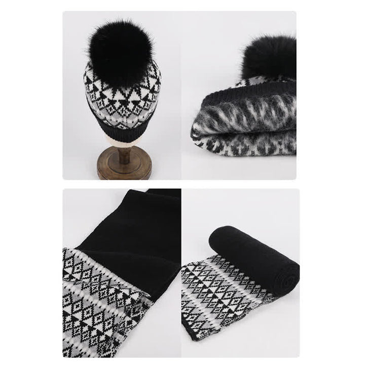 3 pezzi unisex comfort diamante modello lavorato a maglia cappello sciarpa guanti set - image 14