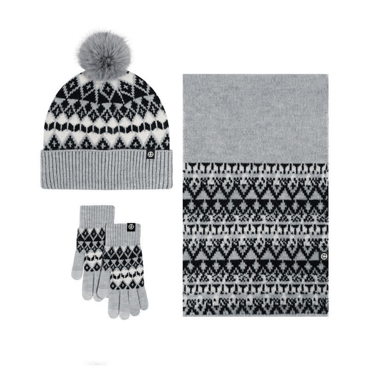 3 pezzi unisex comfort diamante modello lavorato a maglia cappello sciarpa guanti set - image 2