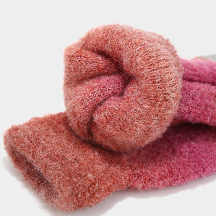 3 pezzi unisex colorato tie-dyed palla di pelliccia lavorato a maglia cappello sciarpa guanti set - image 14