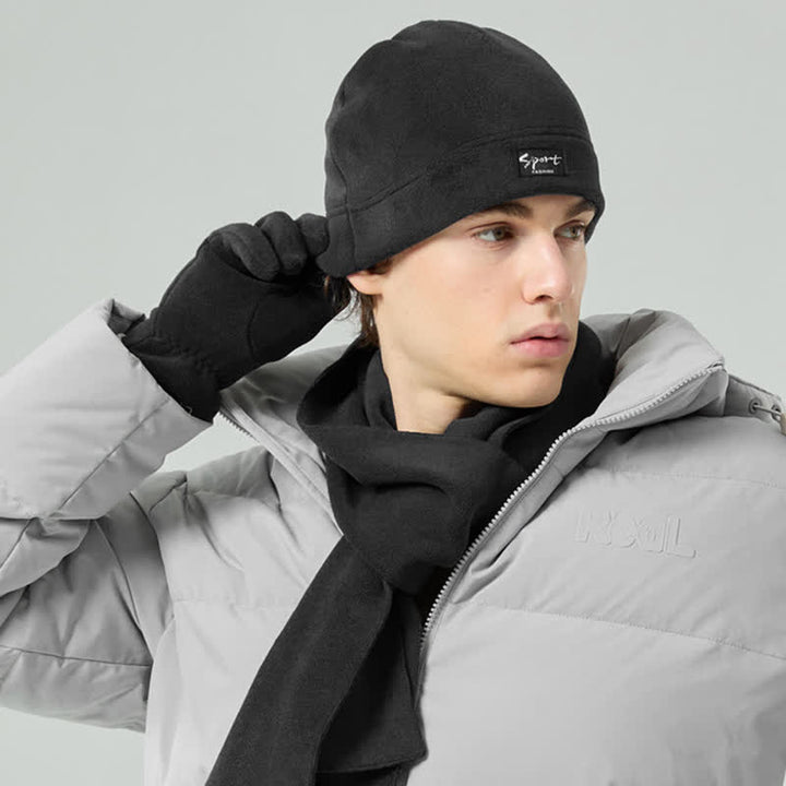 Set di 3 cappelli, sciarpe e guanti in pile polare tinta unita unisex - image 13
