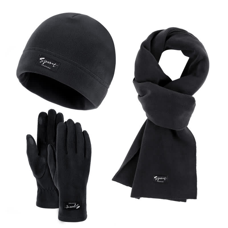 Set di 3 cappelli, sciarpe e guanti in pile polare tinta unita unisex - Grigio scuro - Regolabile (21 1/4"-22 7/8") - image 24
