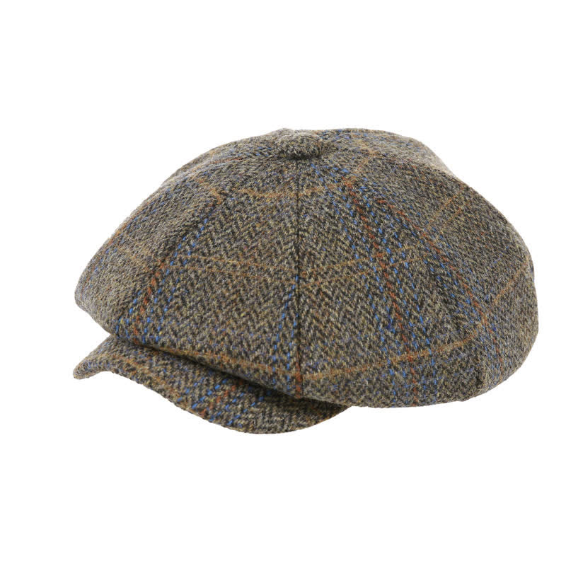 Berretto classico ottagonale a spina di pesce con motivo scozzese - Marrone - L (23 1/4"-23 5/8") - image 0