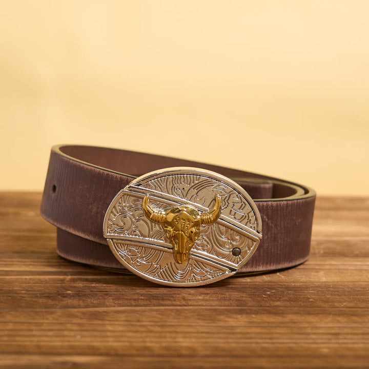 Cintura in pelle fai da te da uomo con coltello pieghevole nascosto in oro e argento Bull - Toro - Cintura marrone anticata - 42 - image 8