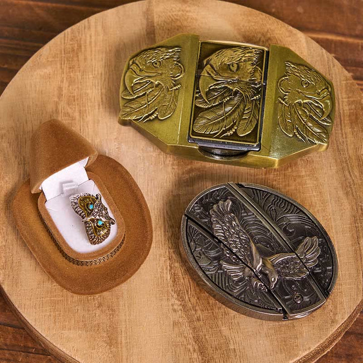 Set di anelli e fibbie per cintura con coltello nascosto fai da te a tema aquila