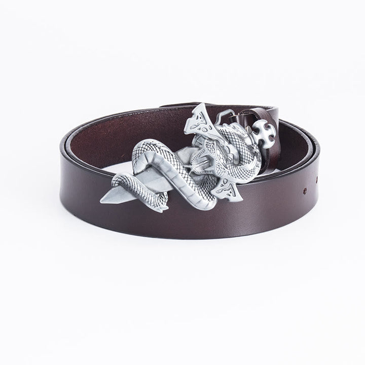Cintura in pelle da uomo con spada da cavaliere western Snake
