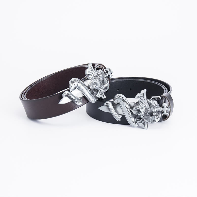 Cintura in pelle da uomo con spada da cavaliere western Snake