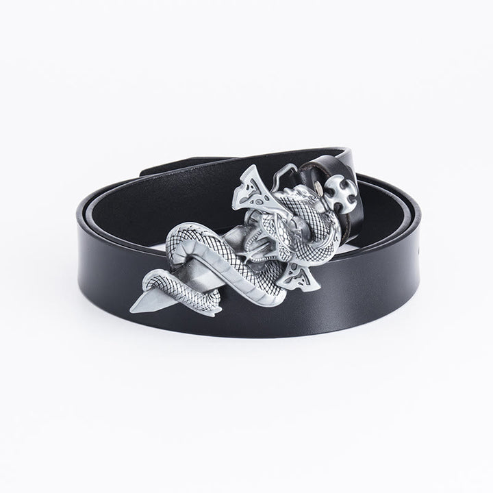 Cintura in pelle da uomo con spada da cavaliere western Snake