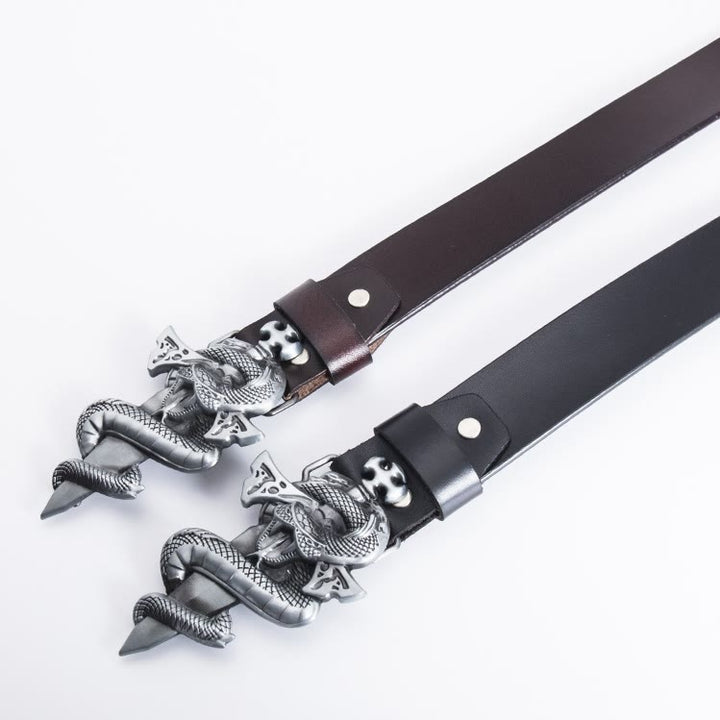 Cintura in pelle da uomo con spada da cavaliere western Snake