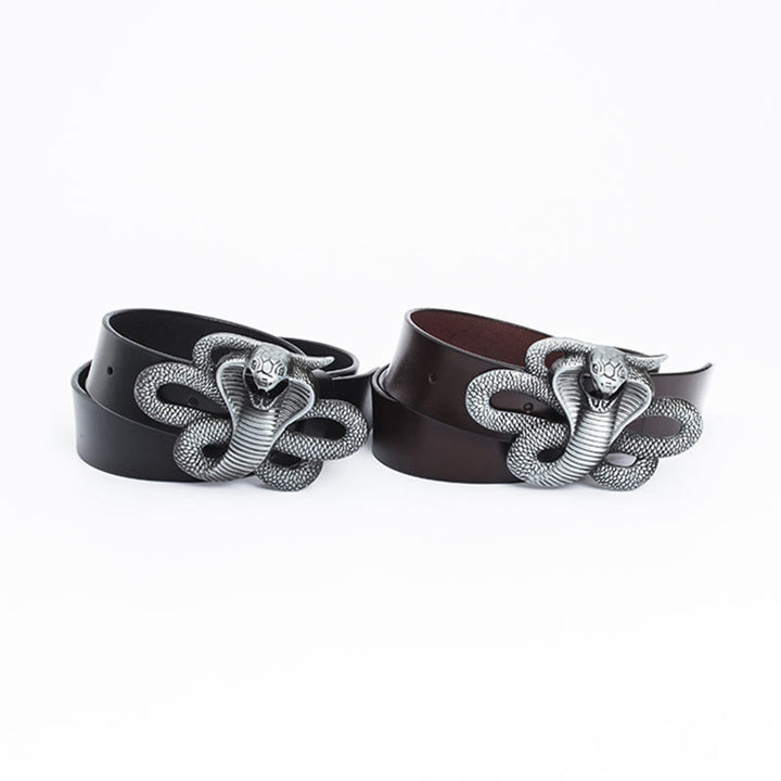 Cintura da uomo in pelle vintage western 3D Cobra