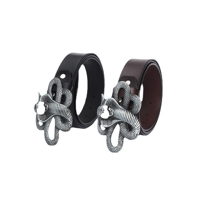 Cintura da uomo in pelle vintage western 3D Cobra