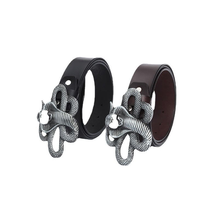 Cintura da uomo in pelle vintage western 3D Cobra