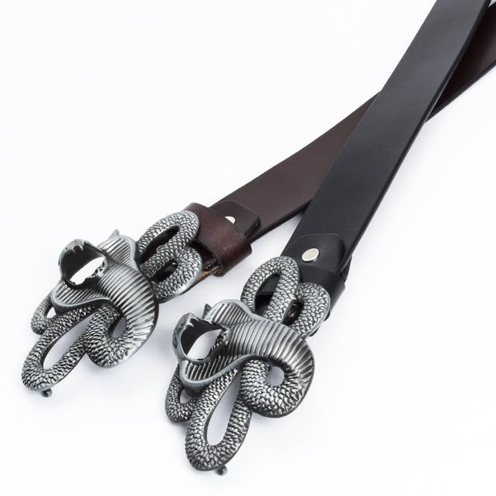 Cintura da uomo in pelle vintage western 3D Cobra