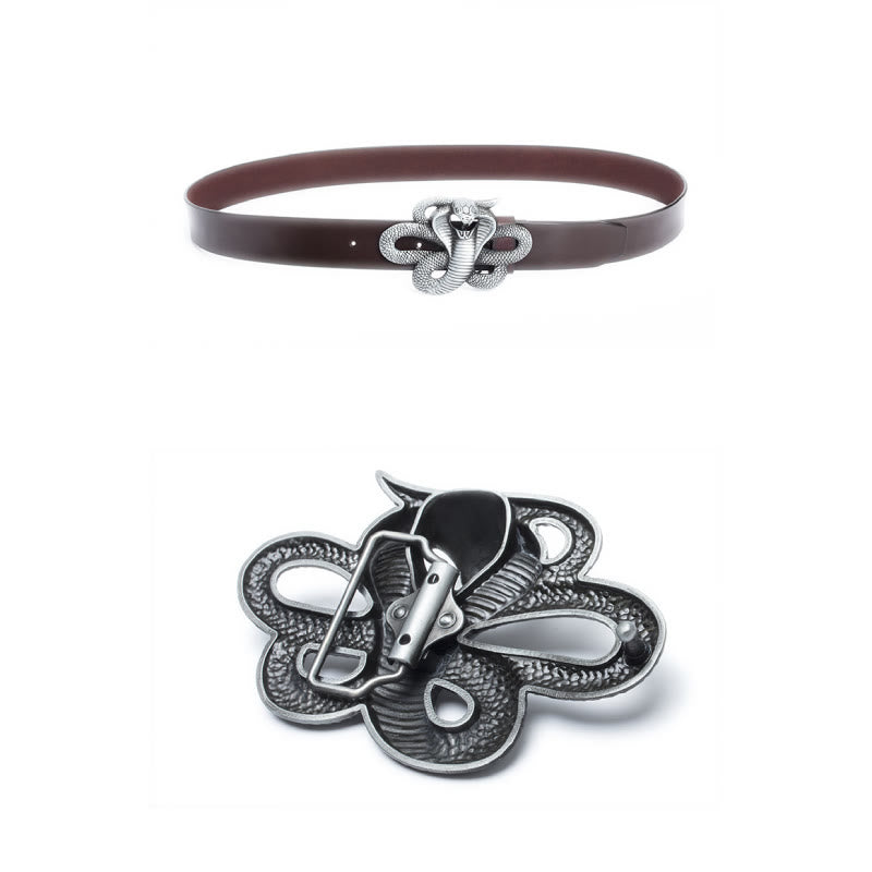 Cintura da uomo in pelle vintage western 3D Cobra