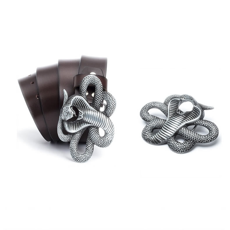 Cintura da uomo in pelle vintage western 3D Cobra