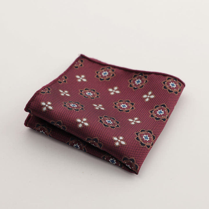 Fazzoletto da taschino con motivo geometrico a righe della serie Burgundy da uomo