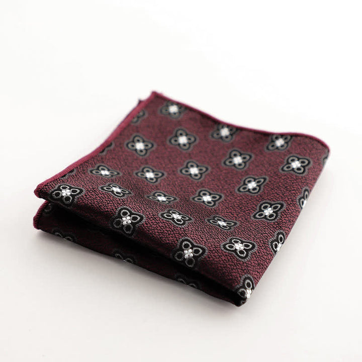 Fazzoletto da taschino con motivo geometrico a righe della serie Burgundy da uomo