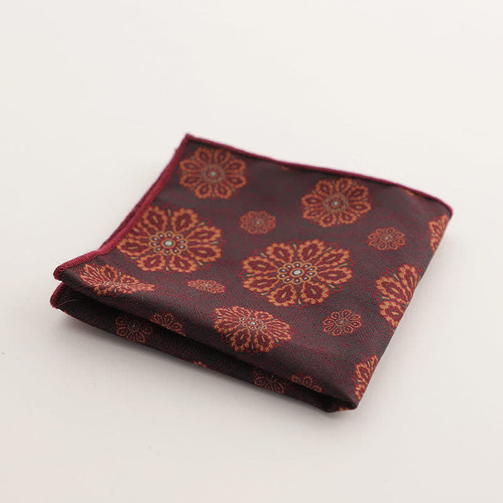 Fazzoletto da taschino con motivo geometrico a righe della serie Burgundy da uomo