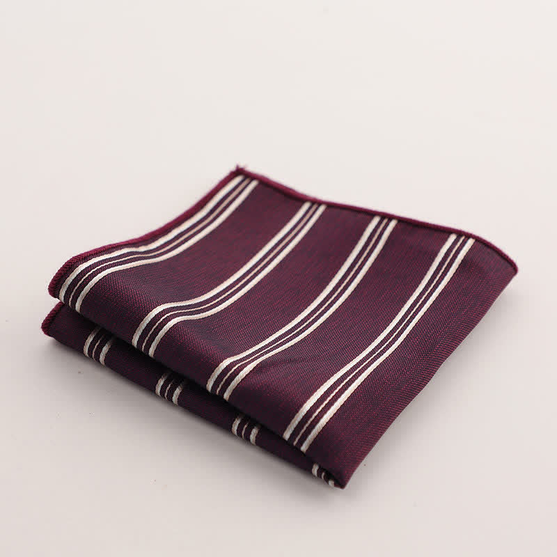 Fazzoletto da taschino con motivo geometrico a righe della serie Burgundy da uomo